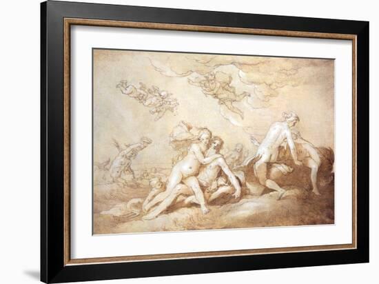 Neptune & Amphitrite (Pen and Ink)-Abraham Bloemaert-Framed Giclee Print