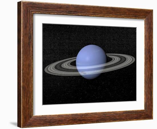 Neptune and its Rings Against a Starry Background-null-Framed Art Print