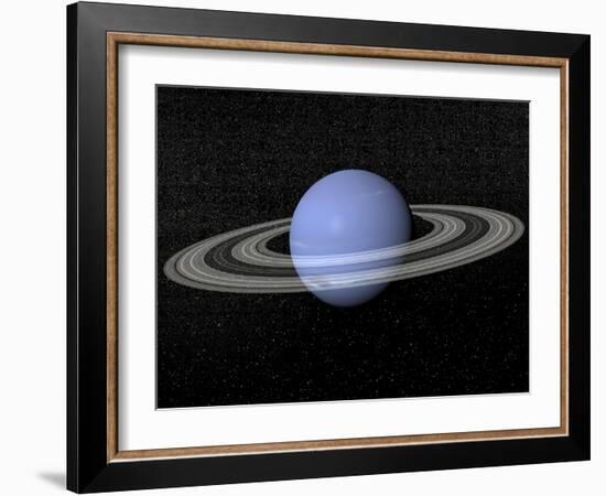 Neptune and its Rings Against a Starry Background-null-Framed Art Print