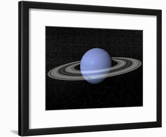 Neptune and its Rings Against a Starry Background-null-Framed Art Print