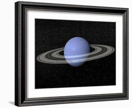 Neptune and its Rings Against a Starry Background-null-Framed Art Print