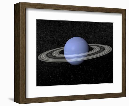 Neptune and its Rings Against a Starry Background-null-Framed Art Print