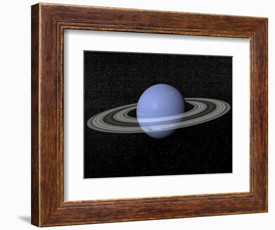 Neptune and its Rings Against a Starry Background-null-Framed Art Print