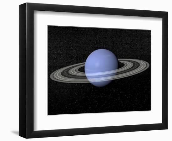 Neptune and its Rings Against a Starry Background-null-Framed Art Print