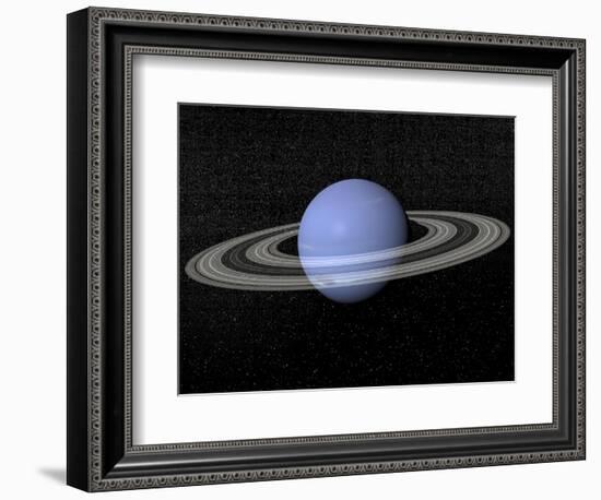 Neptune and its Rings Against a Starry Background-null-Framed Art Print