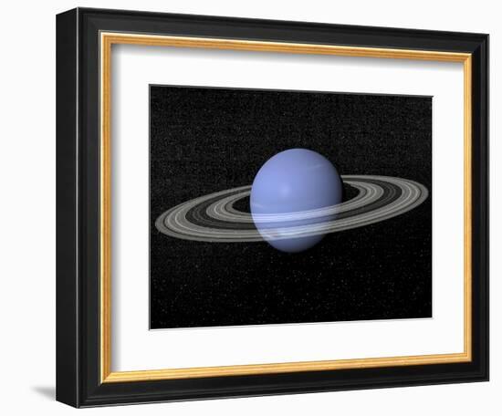 Neptune and its Rings Against a Starry Background-null-Framed Art Print