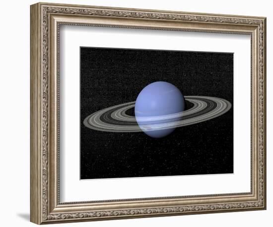 Neptune and its Rings Against a Starry Background-null-Framed Premium Giclee Print