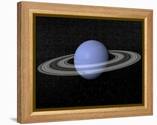 Neptune and its Rings Against a Starry Background-null-Framed Stretched Canvas