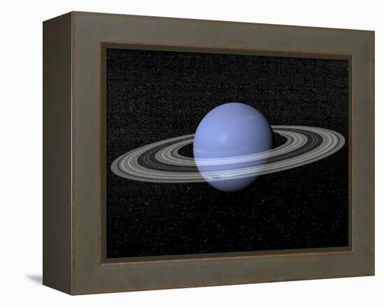 Neptune and its Rings Against a Starry Background-null-Framed Stretched Canvas