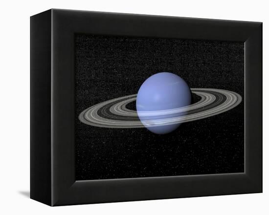 Neptune and its Rings Against a Starry Background-null-Framed Stretched Canvas