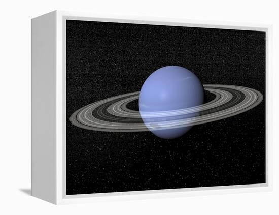 Neptune and its Rings Against a Starry Background-null-Framed Stretched Canvas