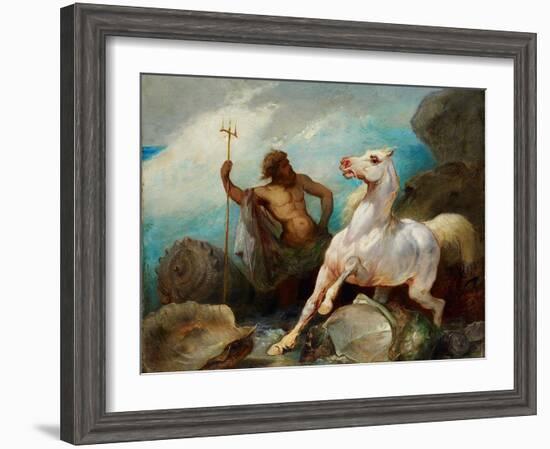 Neptune Creating the Horse, Ca 1845-Édouard Alexandre Odier-Framed Giclee Print