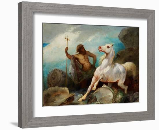 Neptune Creating the Horse, Ca 1845-Édouard Alexandre Odier-Framed Giclee Print