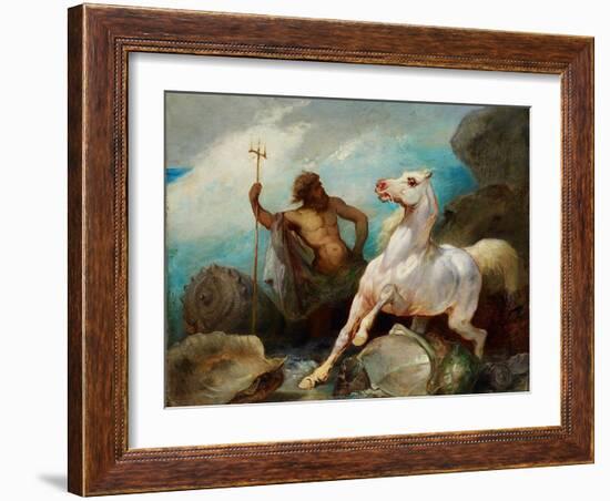 Neptune Creating the Horse, Ca 1845-Édouard Alexandre Odier-Framed Giclee Print