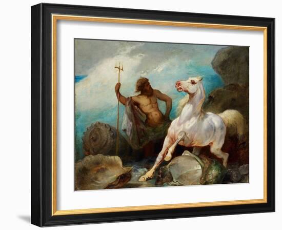 Neptune Creating the Horse, Ca 1845-Édouard Alexandre Odier-Framed Giclee Print