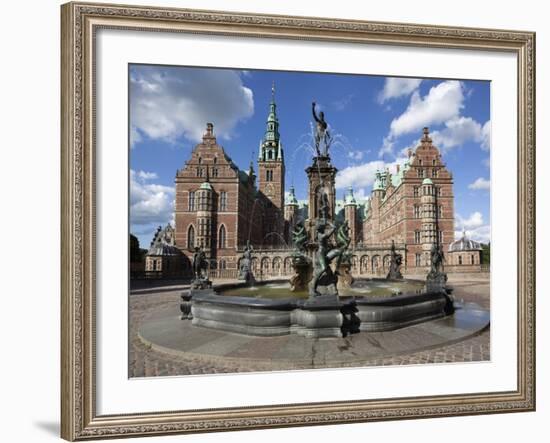 Neptune Fountain and Royal Wing, Frederiksborg Palace, Hillerad, Zealand, Denmark, Europe-Stuart Black-Framed Photographic Print