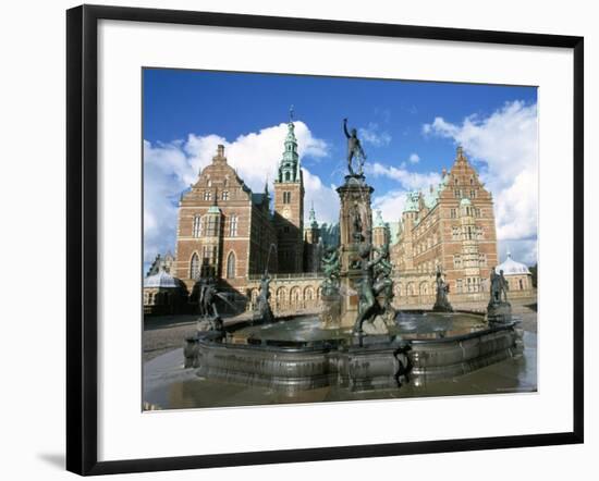 Neptune Fountain, Hillerod-Frederiksborg Slot (Castle), Zealand, Denmark, Scandinavia-Ken Gillham-Framed Photographic Print