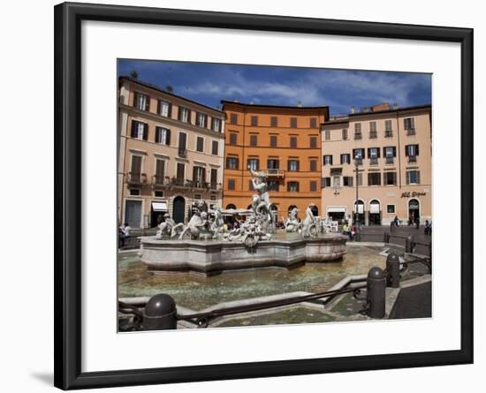 Neptune Fountain, Piazza Navona, Rome, Lazio, Italy, Europe-Carlo Morucchio-Framed Photographic Print