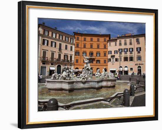 Neptune Fountain, Piazza Navona, Rome, Lazio, Italy, Europe-Carlo Morucchio-Framed Photographic Print