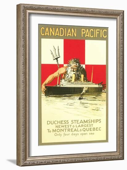 Neptune Grabbing Ocean Liner-null-Framed Art Print