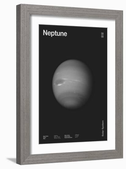 Neptune : Minimal Planets Datas, 2023 (Digital)-Florent Bodart-Framed Giclee Print