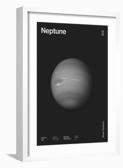 Neptune : Minimal Planets Datas, 2023 (Digital)-Florent Bodart-Framed Giclee Print
