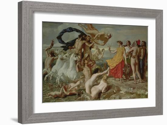 Neptune Resigning to Britannia the Empire of the Sea, 1847 (Oil on Paper on Board)-William Dyce-Framed Giclee Print