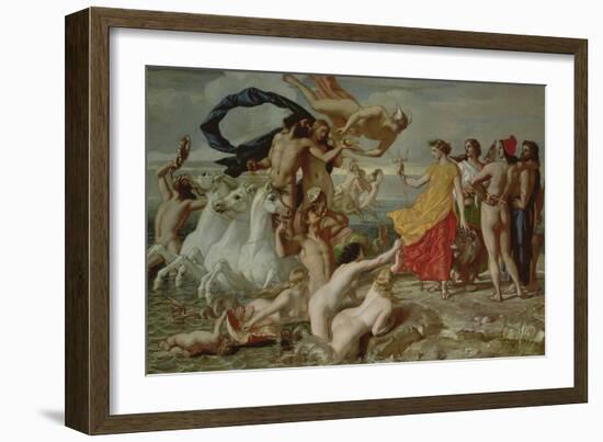 Neptune Resigning to Britannia the Empire of the Sea, 1847 (Oil on Paper on Board)-William Dyce-Framed Giclee Print