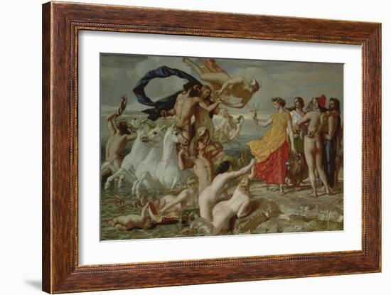 Neptune Resigning to Britannia the Empire of the Sea, 1847 (Oil on Paper on Board)-William Dyce-Framed Giclee Print