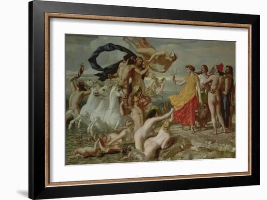 Neptune Resigning to Britannia the Empire of the Sea, 1847 (Oil on Paper on Board)-William Dyce-Framed Giclee Print