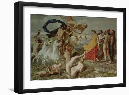 Neptune Resigning to Britannia the Empire of the Sea, 1847 (Oil on Paper on Board)-William Dyce-Framed Giclee Print