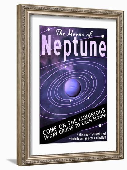 Neptune Retro Space Travel-Lynx Art Collection-Framed Art Print