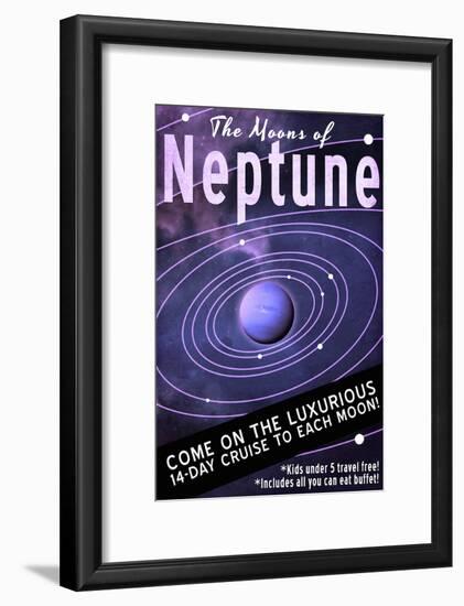 Neptune Retro Space Travel-Lynx Art Collection-Framed Art Print