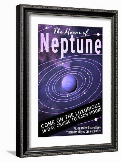 Neptune Retro Space Travel-Lynx Art Collection-Framed Art Print