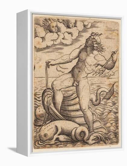 Neptune Riding in a Seashell Chariot, 15th Century-null-Framed Premier Image Canvas