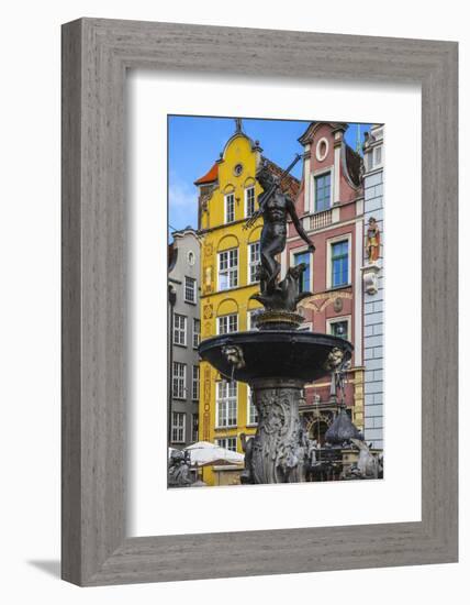 Neptune's Fountain, built in the early 17th century, is a mannerist-rococo masterpiece in Gdansk-Mallorie Ostrowitz-Framed Photographic Print