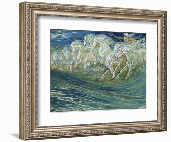 Neptune's Horses, Illustration for "The Greek Mythological Legend," Published in London, 1910-Walter Crane-Framed Giclee Print