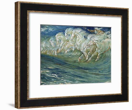 Neptune's Horses, Illustration for "The Greek Mythological Legend," Published in London, 1910-Walter Crane-Framed Giclee Print