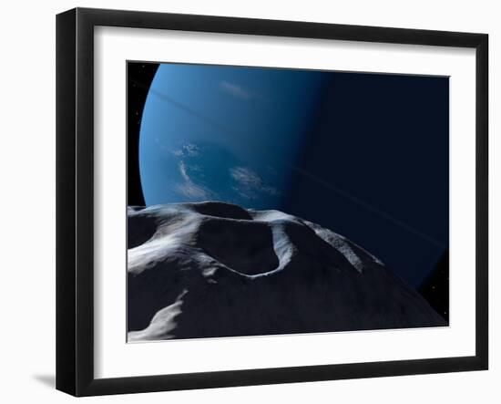 Neptune Seen from the Surface of its Tiny Moon, Naiad-Stocktrek Images-Framed Photographic Print