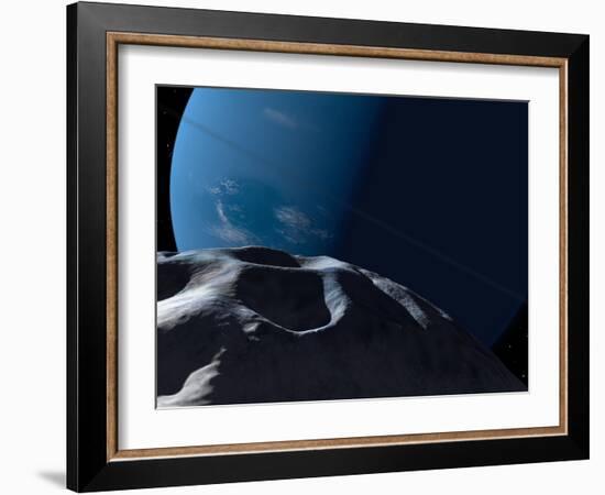 Neptune Seen from the Surface of its Tiny Moon, Naiad-Stocktrek Images-Framed Photographic Print