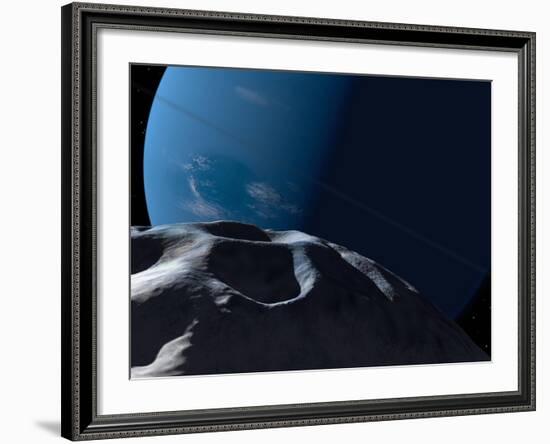 Neptune Seen from the Surface of its Tiny Moon, Naiad-Stocktrek Images-Framed Photographic Print