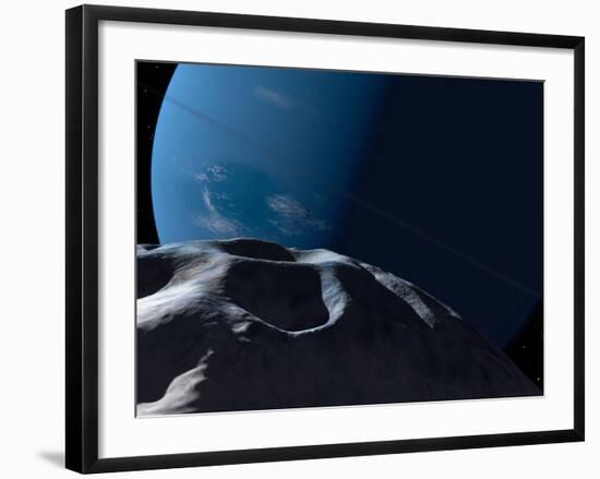 Neptune Seen from the Surface of its Tiny Moon, Naiad-Stocktrek Images-Framed Photographic Print