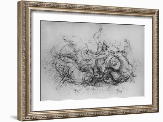 'Neptune with Four Sea-Horses', c1480 (1945)-Leonardo Da Vinci-Framed Giclee Print