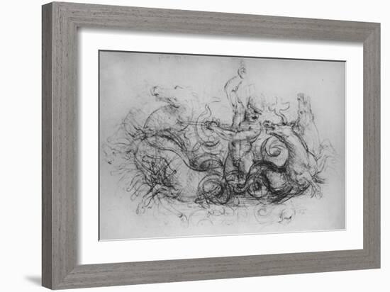 'Neptune with Four Sea-Horses', c1480 (1945)-Leonardo Da Vinci-Framed Giclee Print