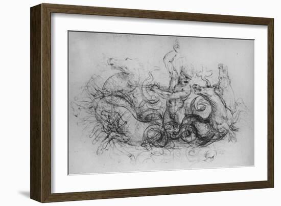 'Neptune with Four Sea-Horses', c1480 (1945)-Leonardo Da Vinci-Framed Giclee Print