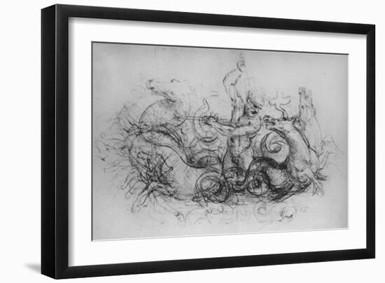 'Neptune with Four Sea-Horses', c1480 (1945)-Leonardo Da Vinci-Framed Giclee Print