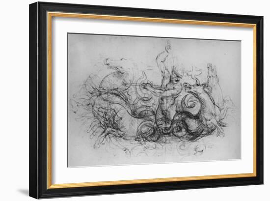 'Neptune with Four Sea-Horses', c1480 (1945)-Leonardo Da Vinci-Framed Giclee Print