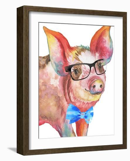 Nerdy Pig-Elizabeth Medley-Framed Art Print