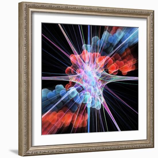 Nerve Cell And DNA, Artwork-Laguna Design-Framed Premium Photographic Print