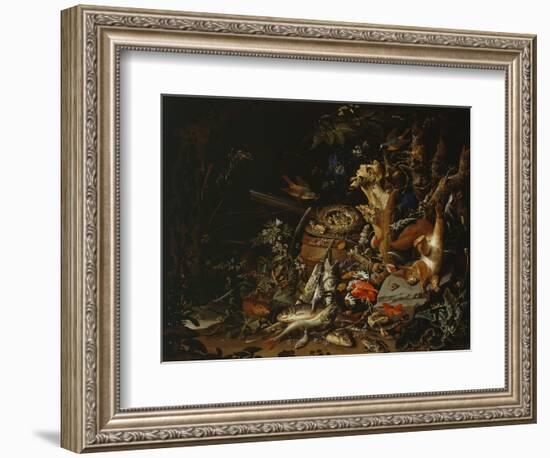 Nest of Redstarts with White Head, Undated-Abraham Mignon-Framed Giclee Print